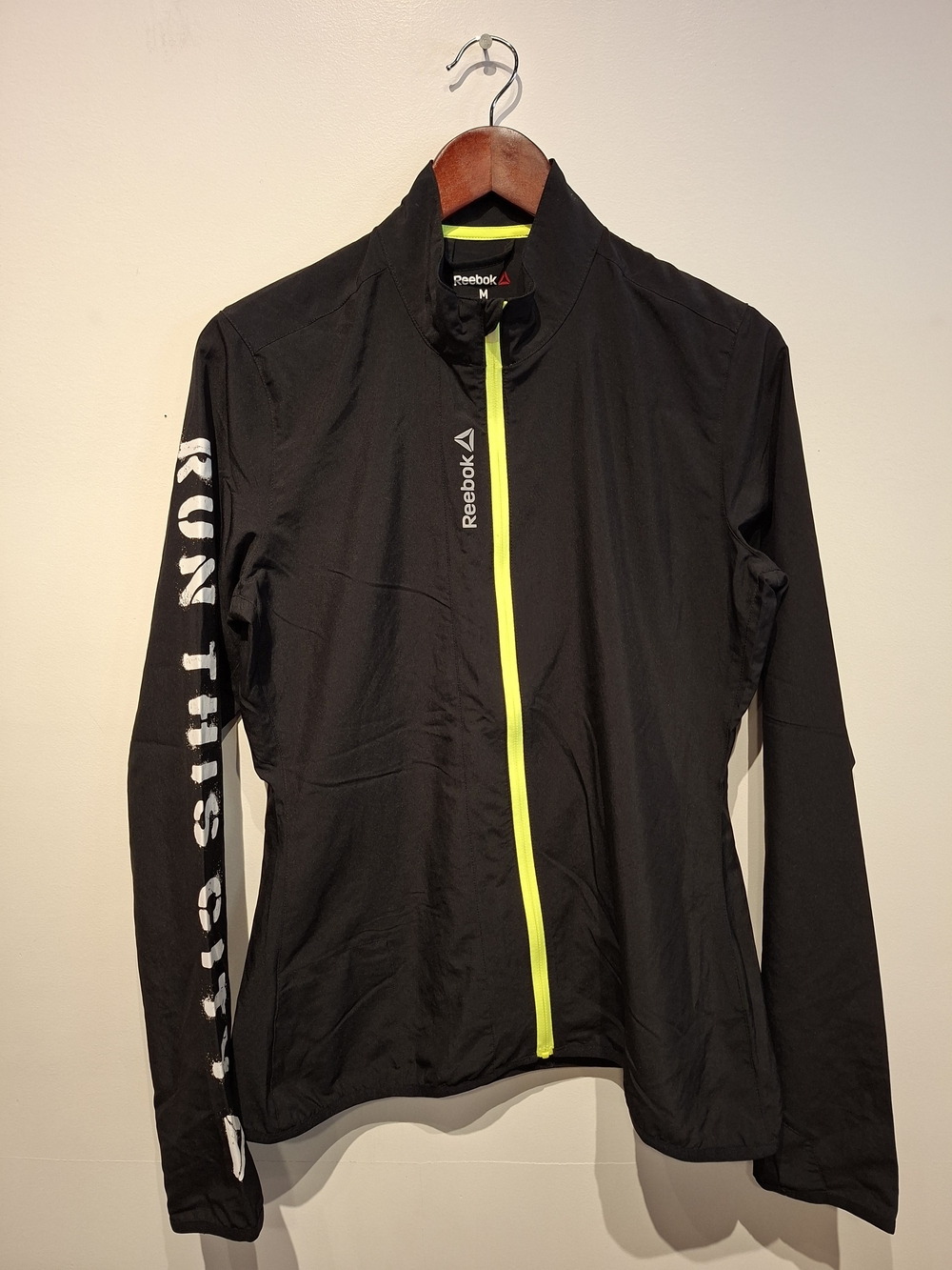 Reebok Black Lightweight Jacket with Neon Yellow Trim